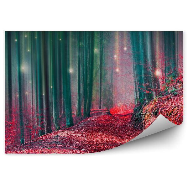 Papier peint Magie de l'automne Lumières rouges de la forêt Arbres