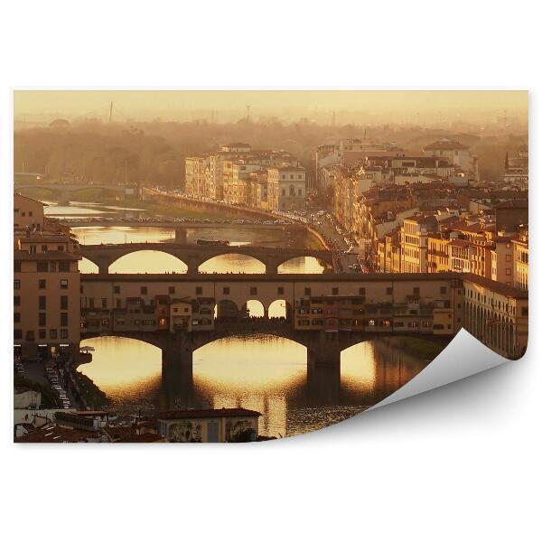 Papier peint Pont de la rivière des orfèvres Bâtiments Ciel Florence Lumière de nuit