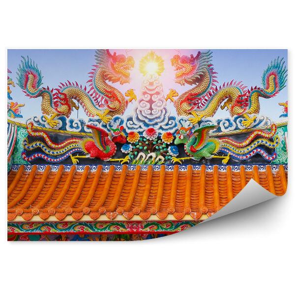 Papier peint Toit de temple Chine couleurs peintures