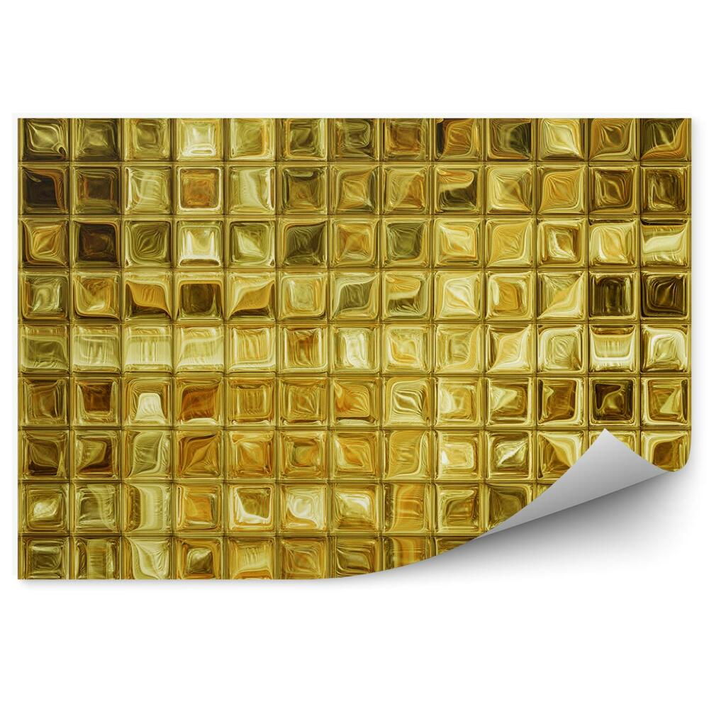 Papier peint Mosaïque de carreaux carrés dorés, paillettes abstraites