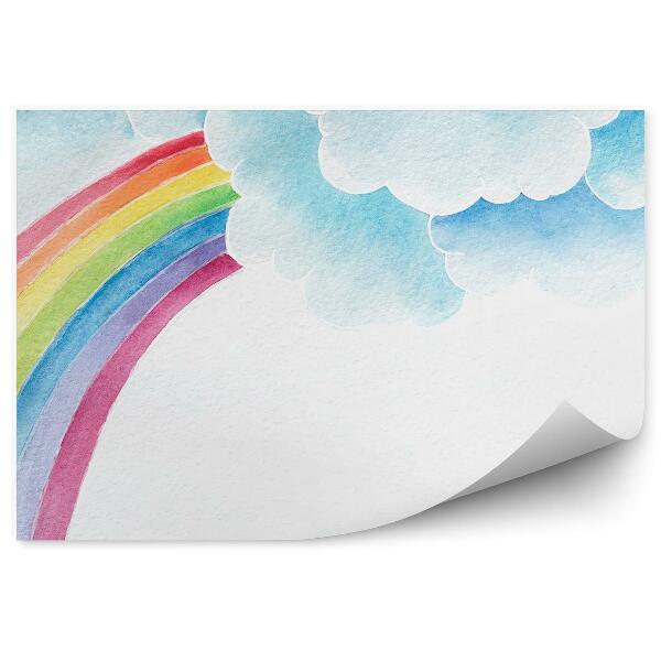 Papier peint Aquarelle Nuages Arc-En-Ciel