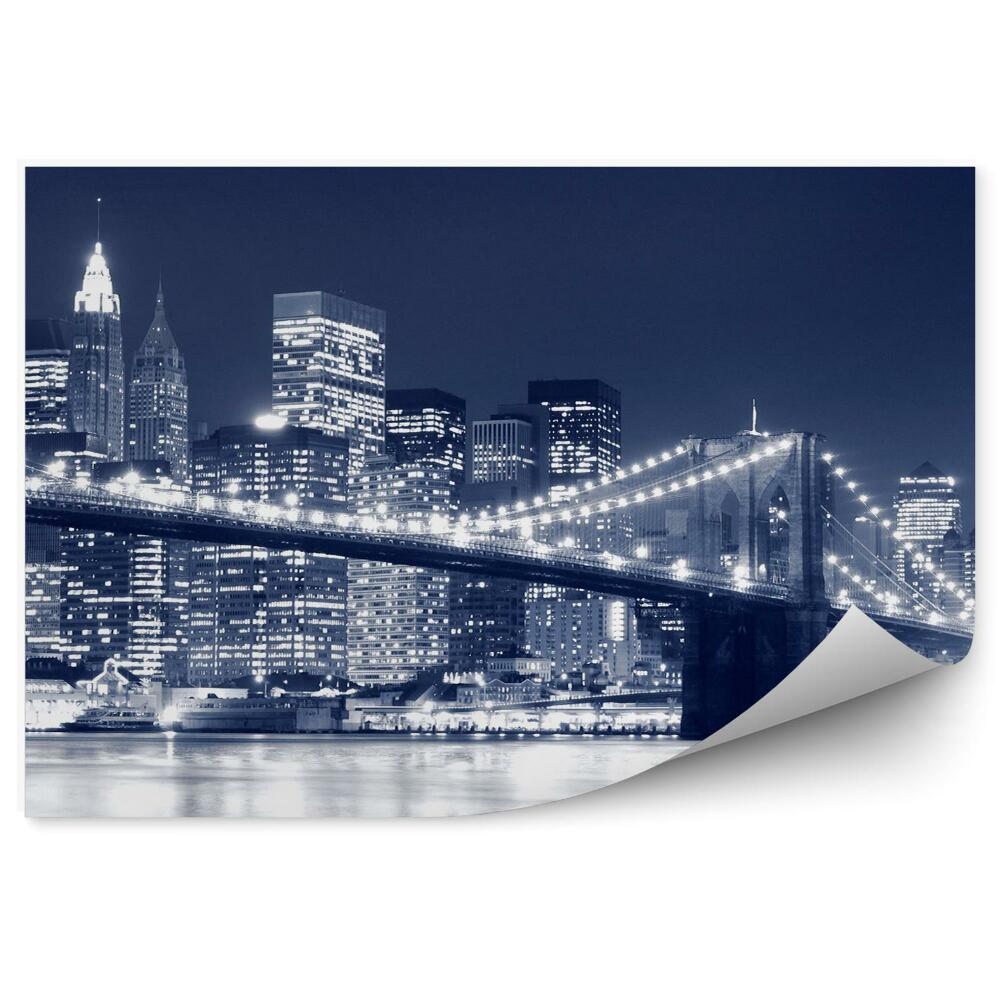 Papier peint Ville de nuit usa pont de brooklyn