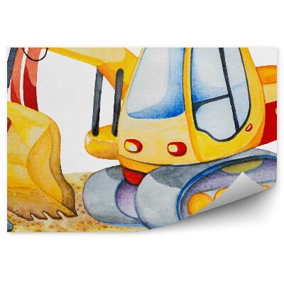 Tapisserie panoramique Dessin d'une pelleteuse pour garçon