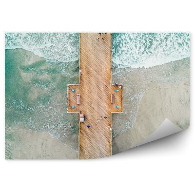 Papier peint Vue Aérienne Des Bancs Des Gens De La Plage De L'océan De La Mer