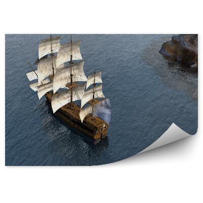 Papier peint Voilier pirates eau rochers voyage