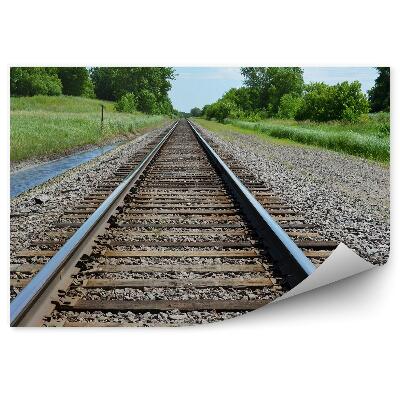 Papier peint Voie ferrée nature arbres ruisseau