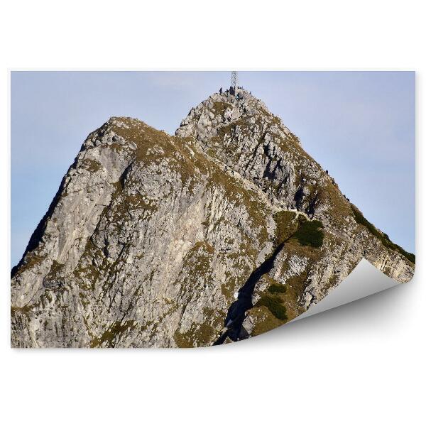 Papier peint Croix Sur Un Pic De Montagne Rochers Giewont