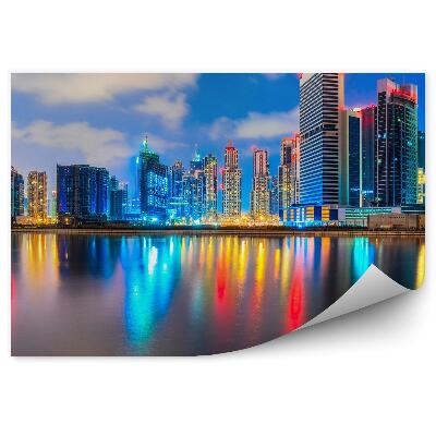 Papier peint Couleurs de Singapour reflétées dans l'eau bâtiments gratte-ciel