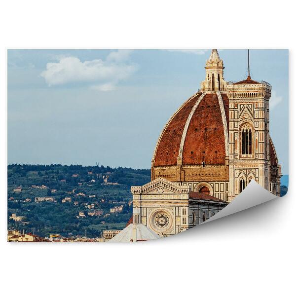 Papier peint Cathédrale Santa Maria Del Fiore Bâtiments Florence Ciel Montagnes