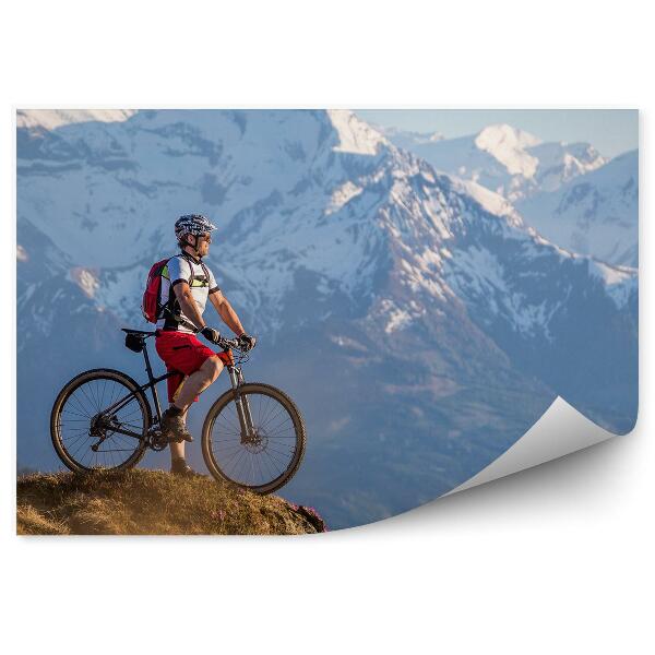 Papier peint Cycliste homme VTT neige herbe