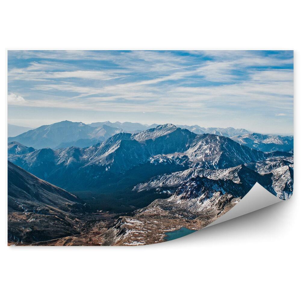 Papier peint Montagnes Hiver Neige Lac Vallée De L'ours Ciel Nuages