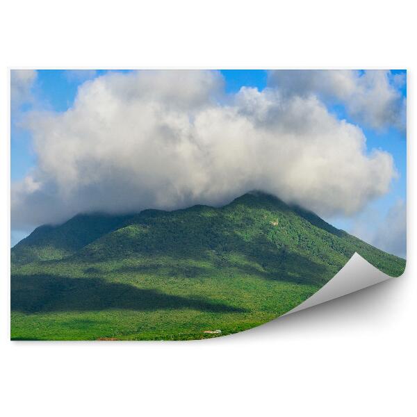 Papier peint Volcan Nevis À Saint Kitts Nevis Maisons Lac Bateau Couple