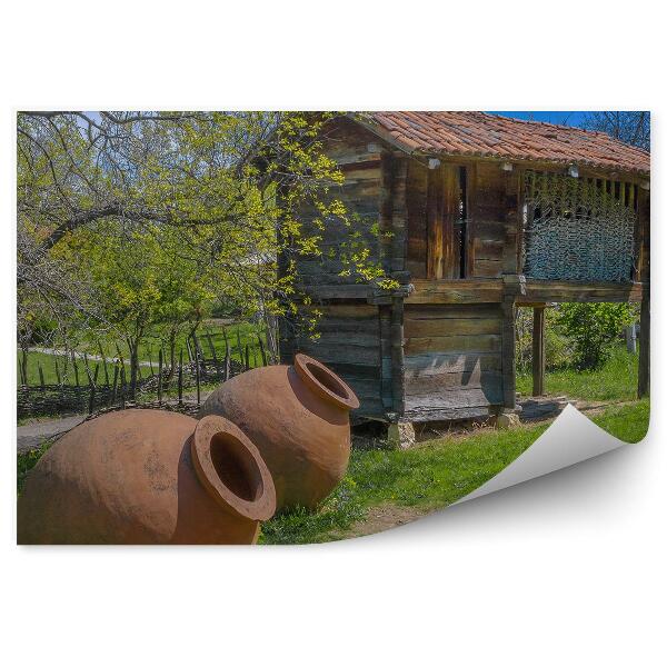 Papier peint Cottage Arbres Vases Herbe Ciel Géorgie Village