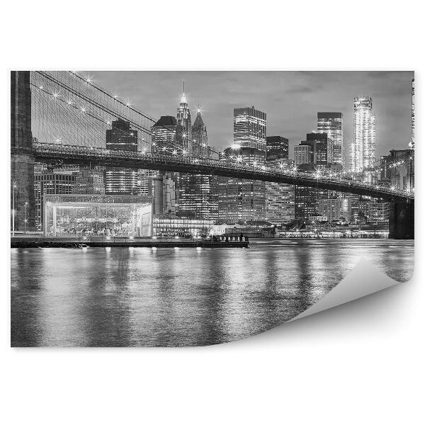 Papier peint Pont de la ville de Manhattan noir et blanc