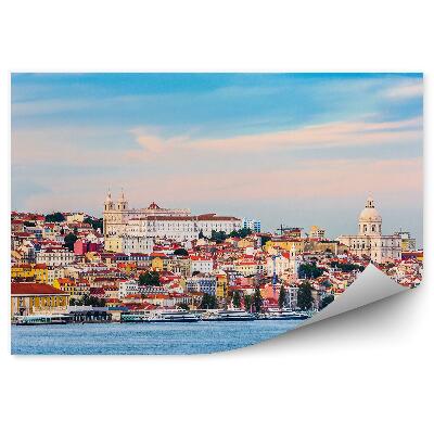 Papier peint Vue de Lisbonne Bâtiments Océan Nuages