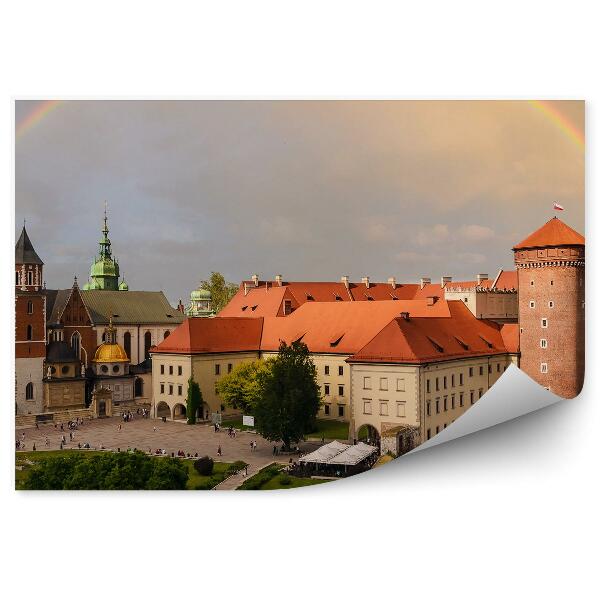 Papier peint Château Cathédrale Wawel Personnes Nuages Arc-En-Ciel