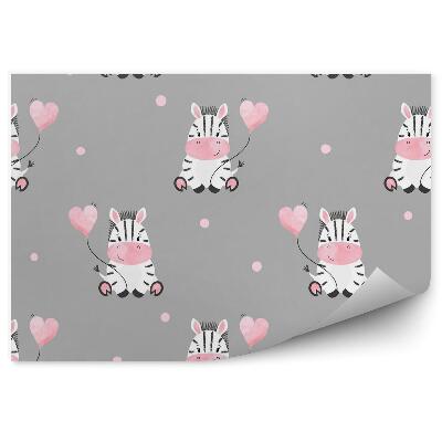 Tapisserie panoramique Zèbres avec ballons