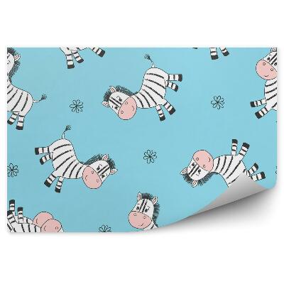 Tapisserie murale Zèbres sur fond bleu