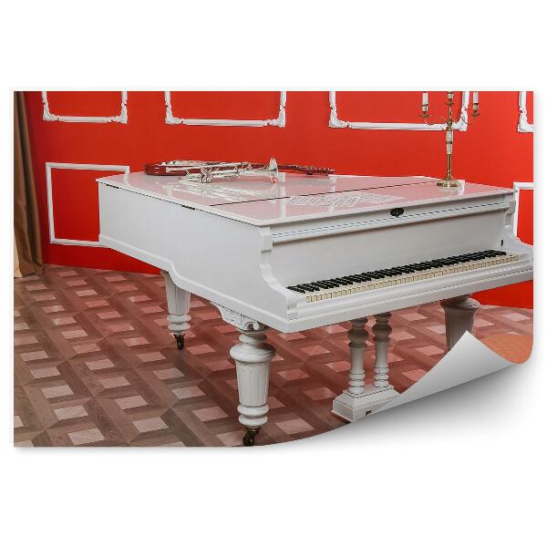 Papier peint Piano blanc Architecture Chandelier Guitare Rideaux Instrument