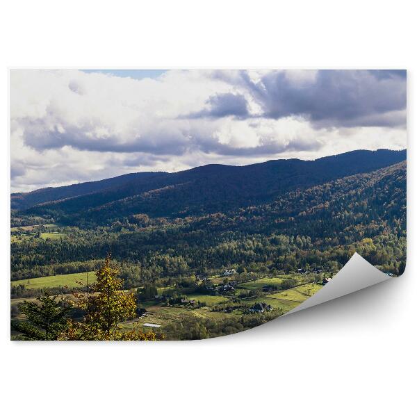 Papier peint Vue Panoramique De La Montagne Arbres Verdure