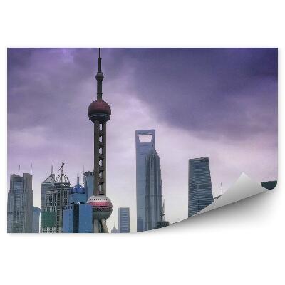 Papier peint bâtiments modernes ciel nuageux eau