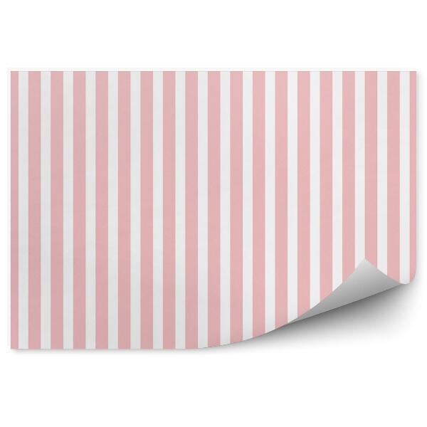 Papier peint Motif de rayures verticales blanc rose