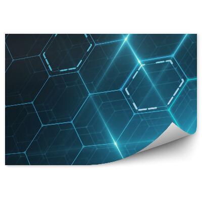 Papier peint Hexagones en perspective turquoise