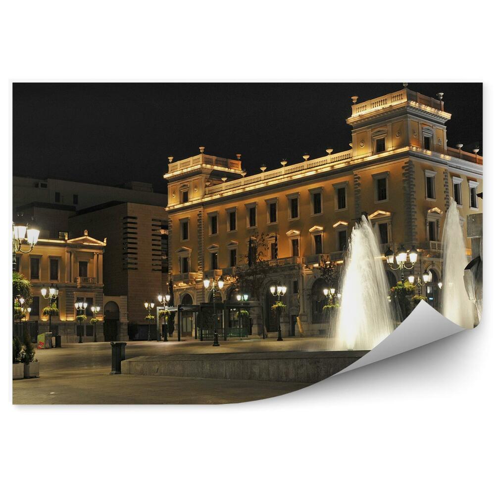 Papier peint Place Kotzia Athènes Fontaine de nuit