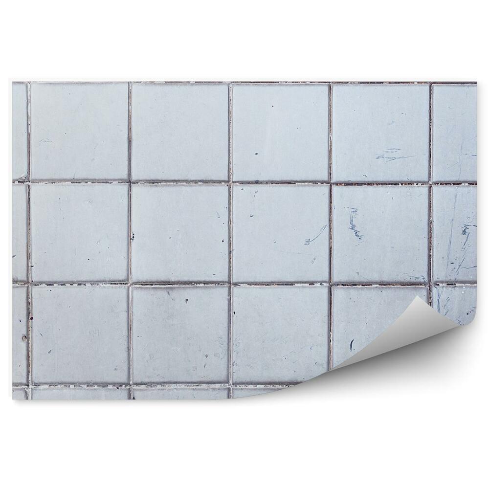 Papier peint Grille de carreaux bleus motif grunge