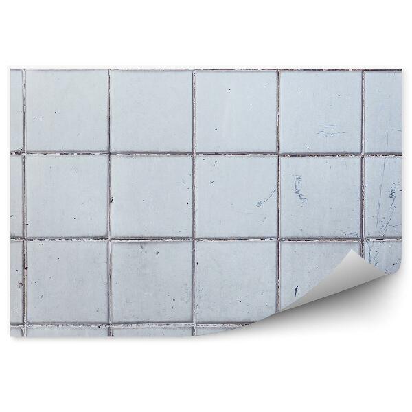 Papier peint Grille de carreaux bleus motif grunge