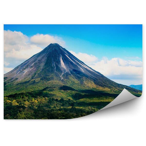 Papier peint Volcan Costa Rica Montagnes Arbres Ciel Nuages