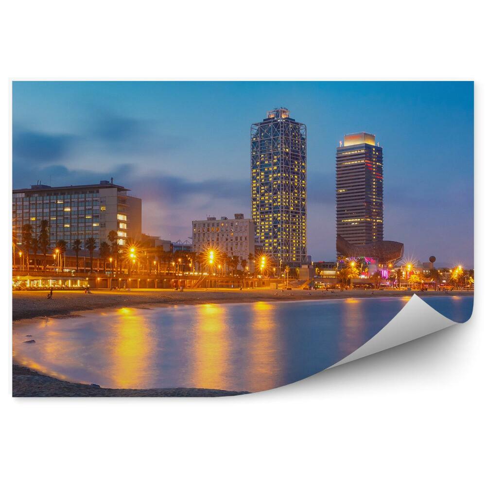 Papier peint Plage de Barcelone la nuit