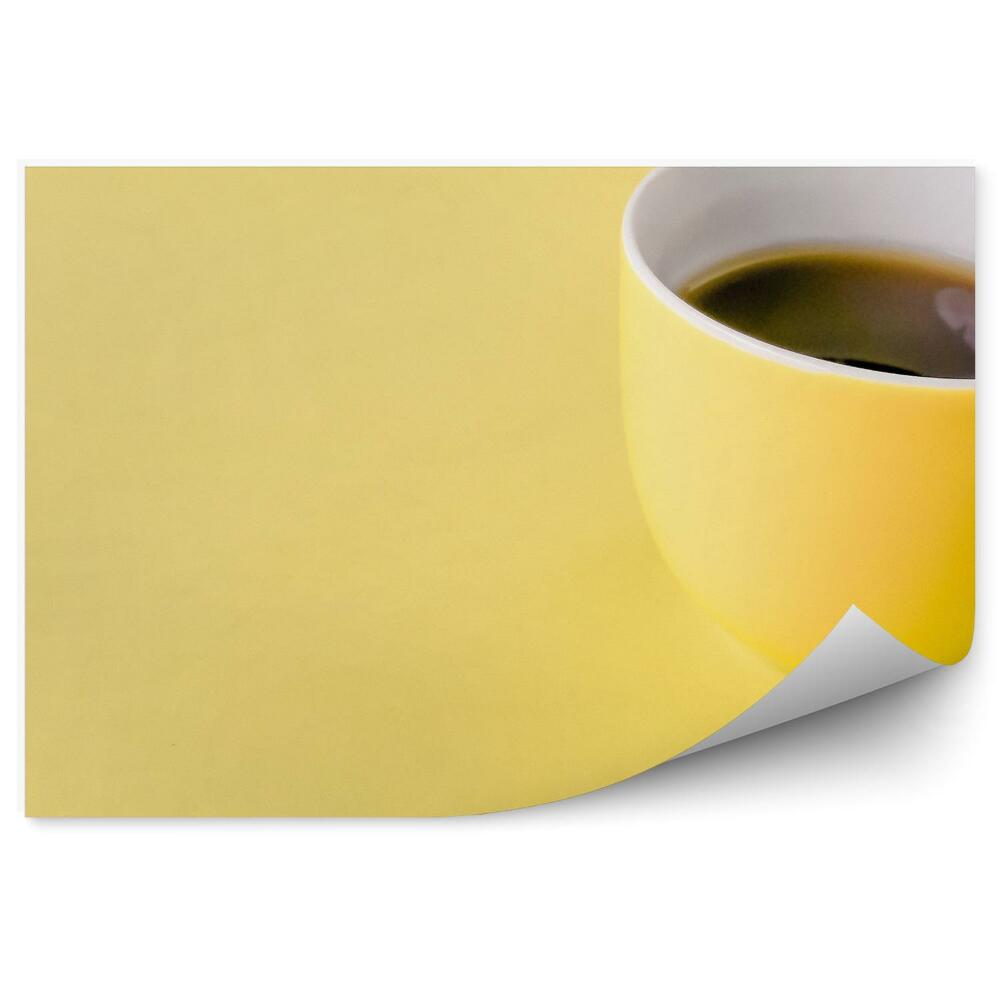 Tapisserie murale Tasse à café jaune fond jaune café noir