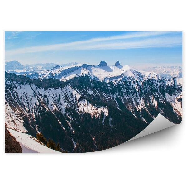 Papier peint Montagne Alpes Plantes Ciel Nuages Neige Hiver