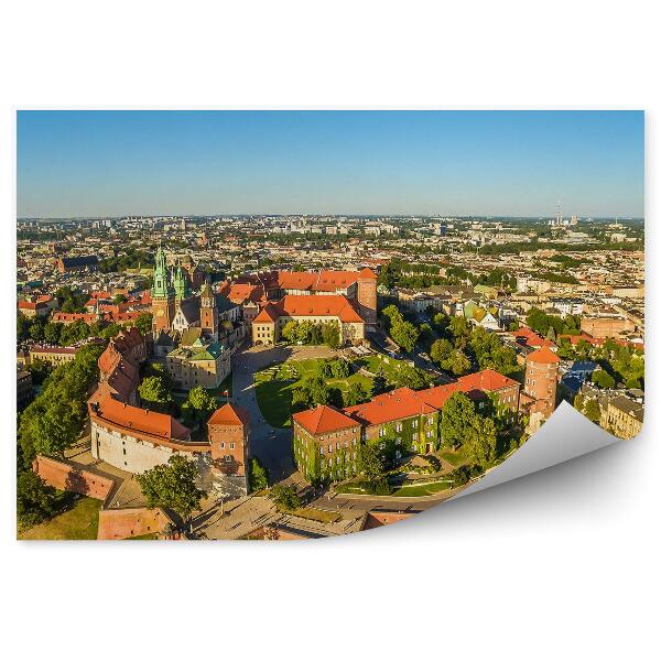 Papier peint Panorama de la ville de Cracovie vue d'oiseau