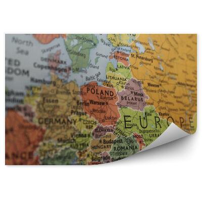 Papier peint Carte des capitales des pays d'Europe