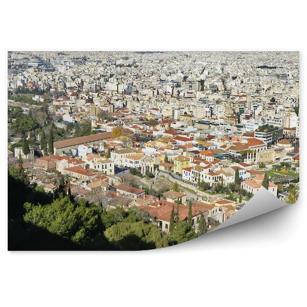 Papier peint Panorama de la ville d'Athènes Grèce Bâtiments Montagnes