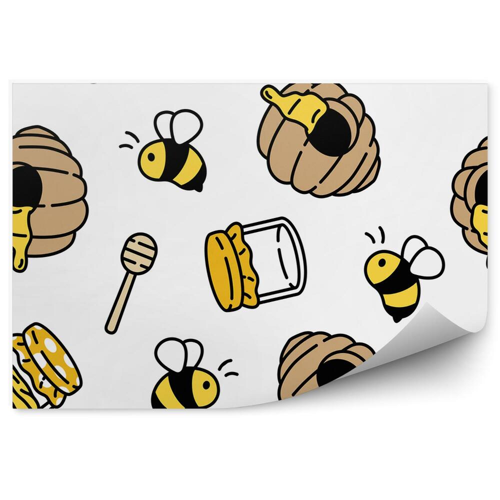 Papier peint panoramique Motif de ruche d'abeilles
