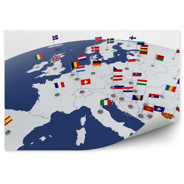 Papier peint Drapeaux des pays membres de l'union européenne carte de l'europe