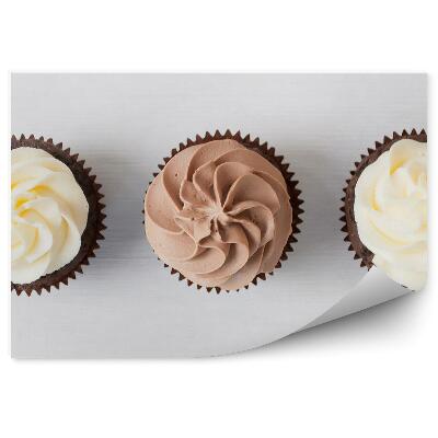 Tapisserie murale Cupcakes à la crème fouettée chocolat vanille desserts produits de boulangerie
