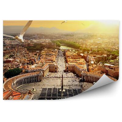 Papier peint Vatican City Panorama Buildings People Mountains Birds Sky Sunset Trees