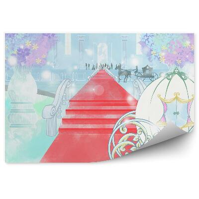 Tapisserie panoramique Véhicule de princesse, bal, château, tapis rouge