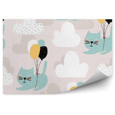 Papier peint panoramique Chaton avec des ballons