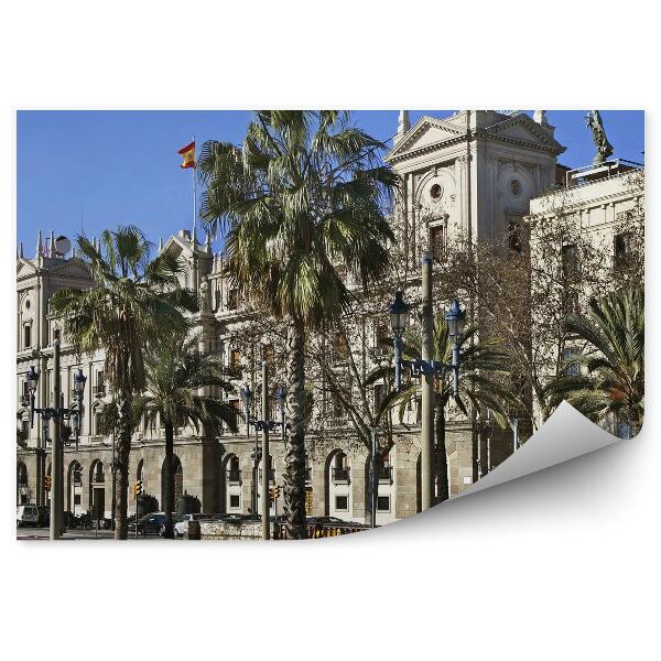 Papier peint Barcelone espagne palmiers ville