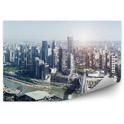 Papier peint métropole moderne bâtiments gris ponts