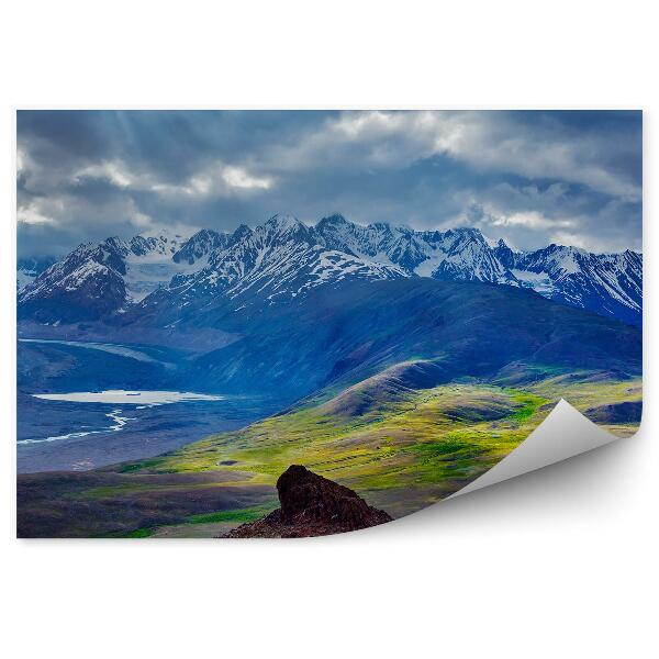 Papier peint Paysage Himalayen Rivière Montagnes Ciel Nuages