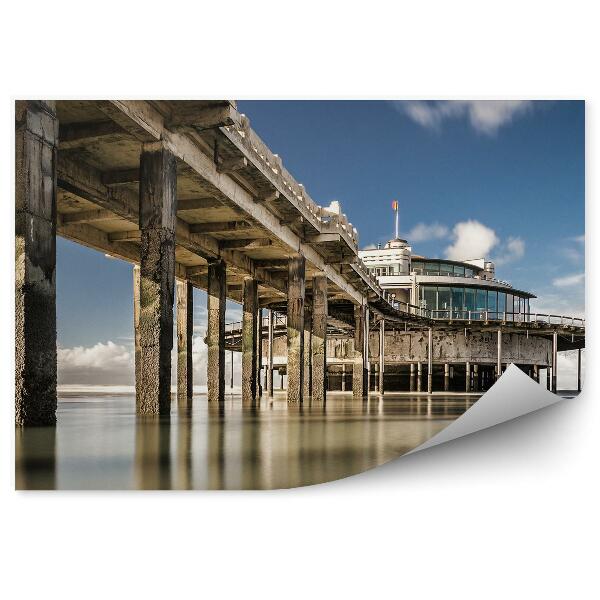 Papier peint Pier Building Sea Sky Clouds