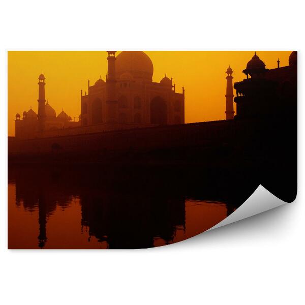 Papier peint Taj Mahal Ombre De L'eau Coucher De Soleil