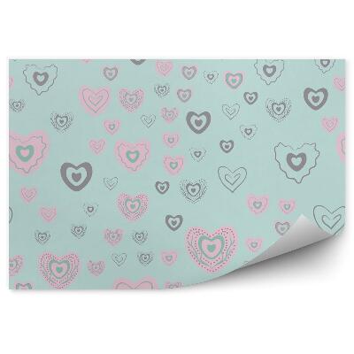 Tapisserie murale Serduszka sur fond bleu