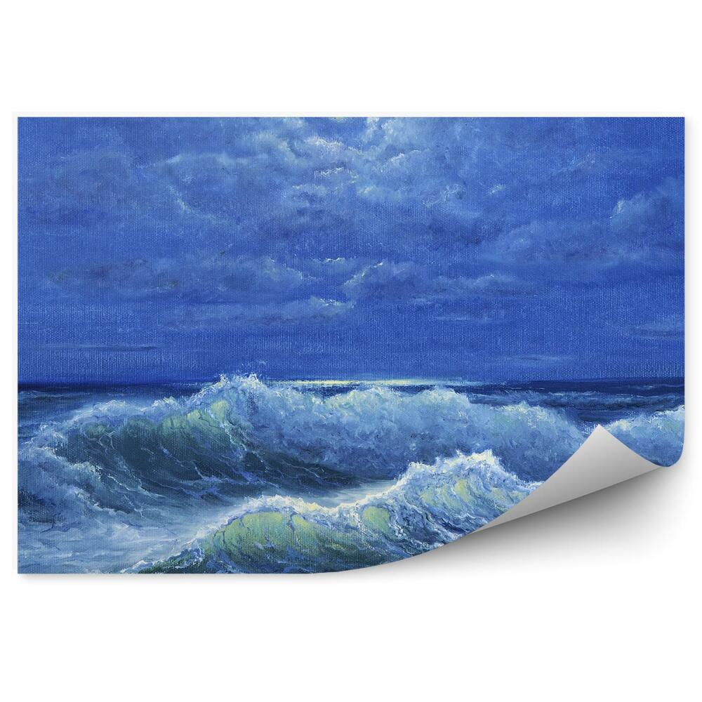 Papier peint Vagues sur l'océan de nuit peintes